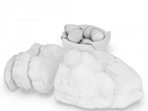 bread with bowl with eggs and towel 3D Model