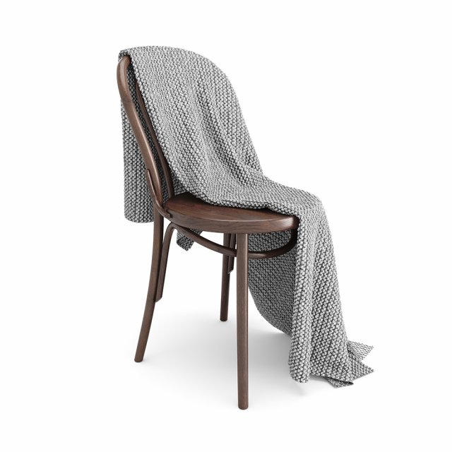 thonet chair and moyha blanket 3D Модель .c4d .max .obj .3ds .fbx .stl .blend