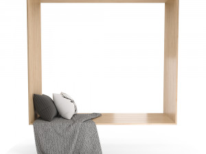 blanket and pillows on window Model 3D
