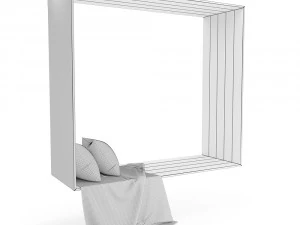 blanket and pillows on window 3D Model