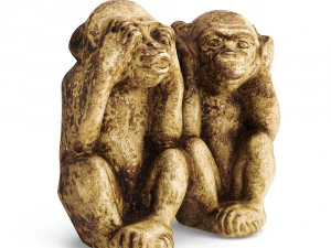 due scimmie sagge Modello 3D