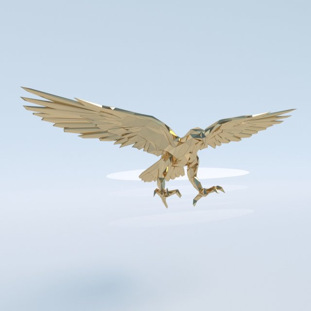 eagle triangle gold 3D Model .c4d .max .obj .3ds .fbx .stl .blend 