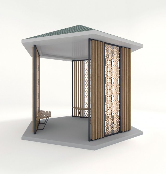 alcove hexagon 3D Model .c4d .max .obj .3ds .fbx .stl .blend 