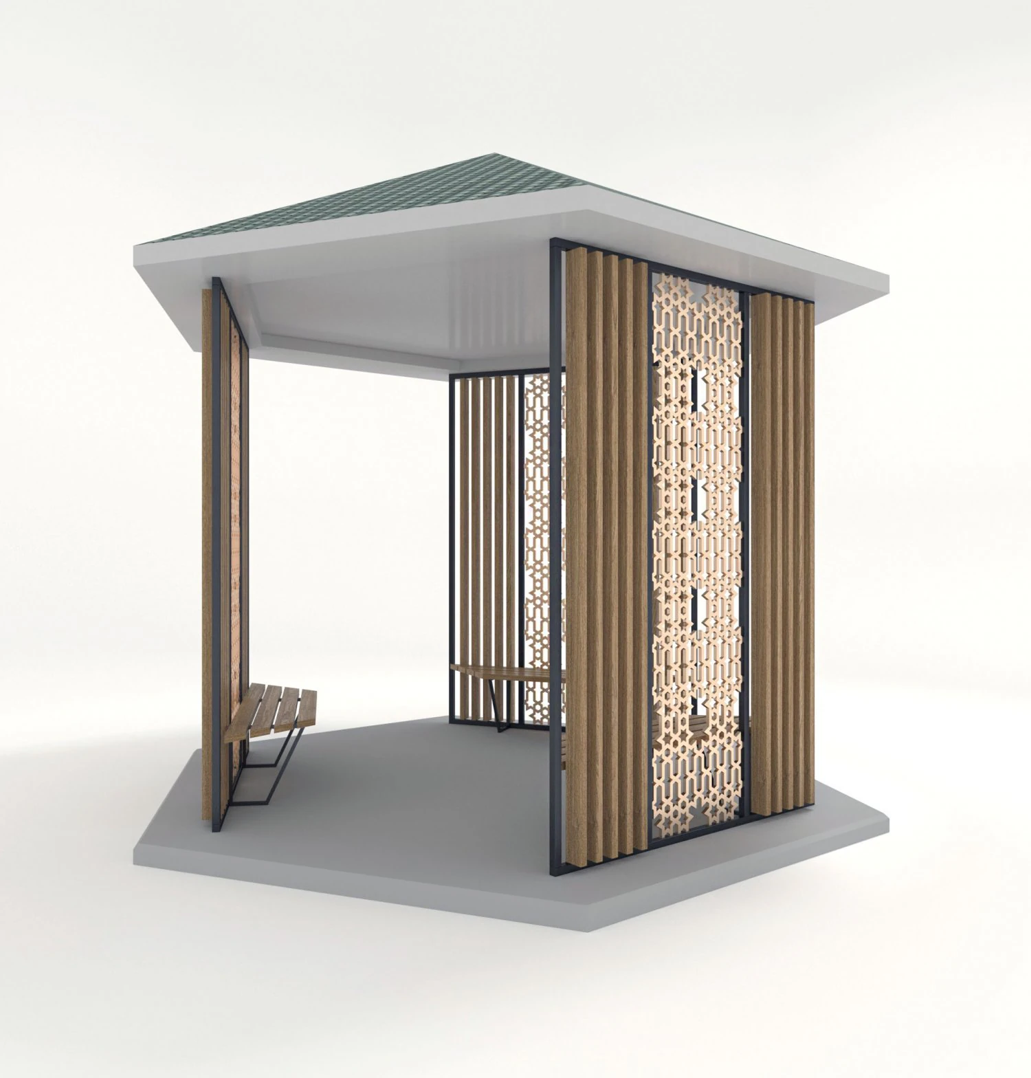 alcove hexagon 3D Model .c4d .max .obj .3ds .fbx .stl .blend