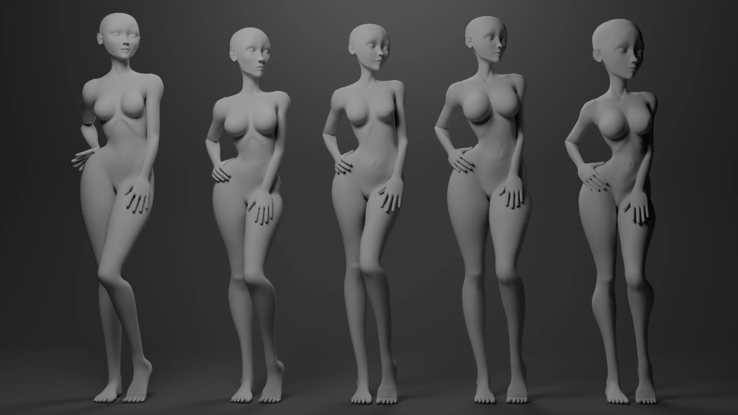 Stylized Female Basemesh 3D Model .c4d .max .obj .3ds .fbx .stl .blend 