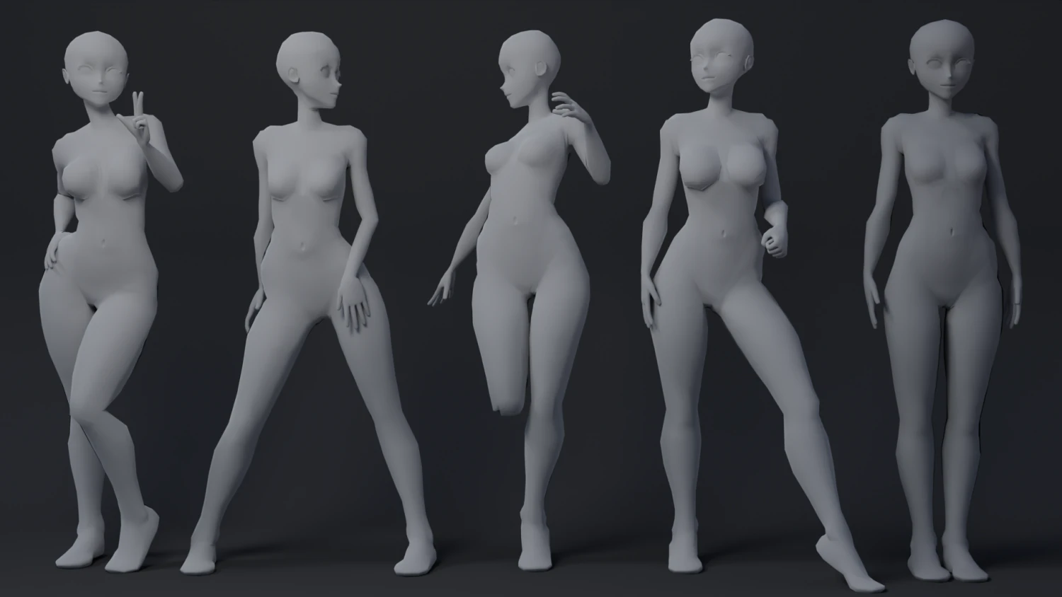 Anime Girl Basemesh 3D Model .c4d .max .obj .3ds .fbx .stl .blend