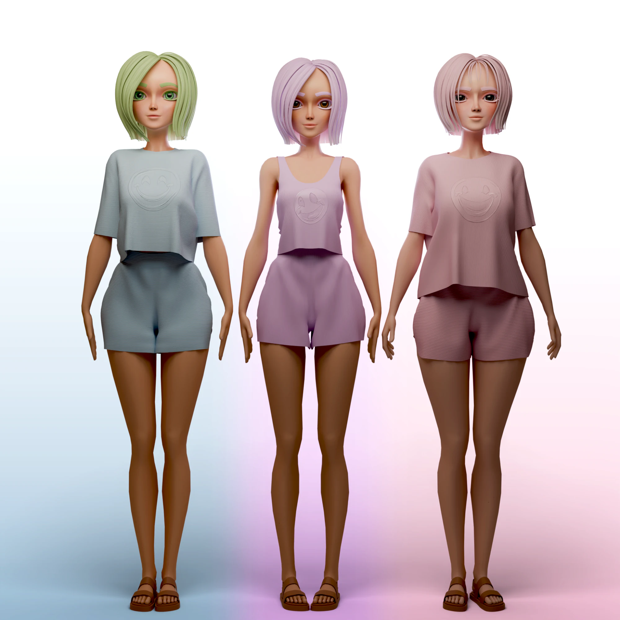 Stylized Girl Basemesh 3D Model .c4d .max .obj .3ds .fbx .stl .blend 