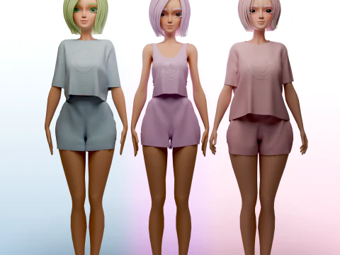 Malla base de ni&ntilde;a estilizada Modelo 3D