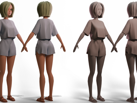 Stylized Girl Basemesh Model 3D