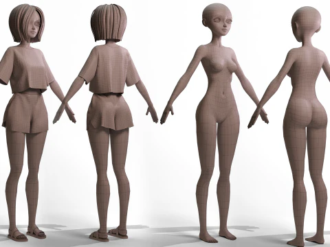 Stylized Girl Basemesh 3D Model