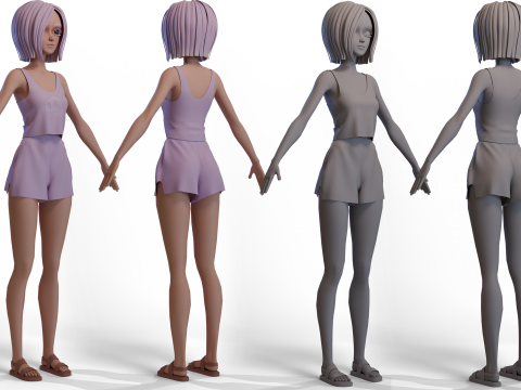 Stylized Girl Basemesh Model 3D