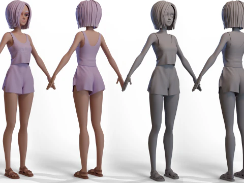 Stylized Girl Basemesh 3D Model