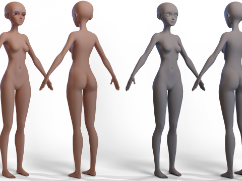 Stylized Girl Basemesh Model 3D