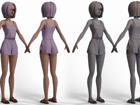 Stylized Girl Basemesh Model 3D