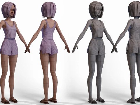 Stylized Girl Basemesh 3D Model