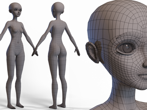 Stylized Girl Basemesh Model 3D