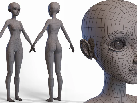 Stylized Girl Basemesh 3D Model