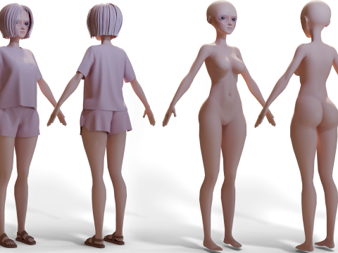 Stylized Girl Basemesh Model 3D