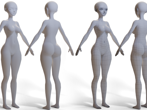 Stylized Girl Basemesh Model 3D