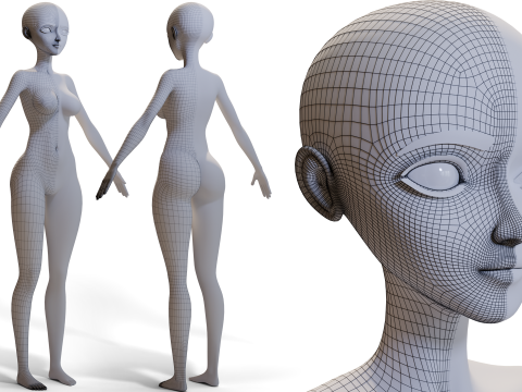 Stylized Girl Basemesh Model 3D