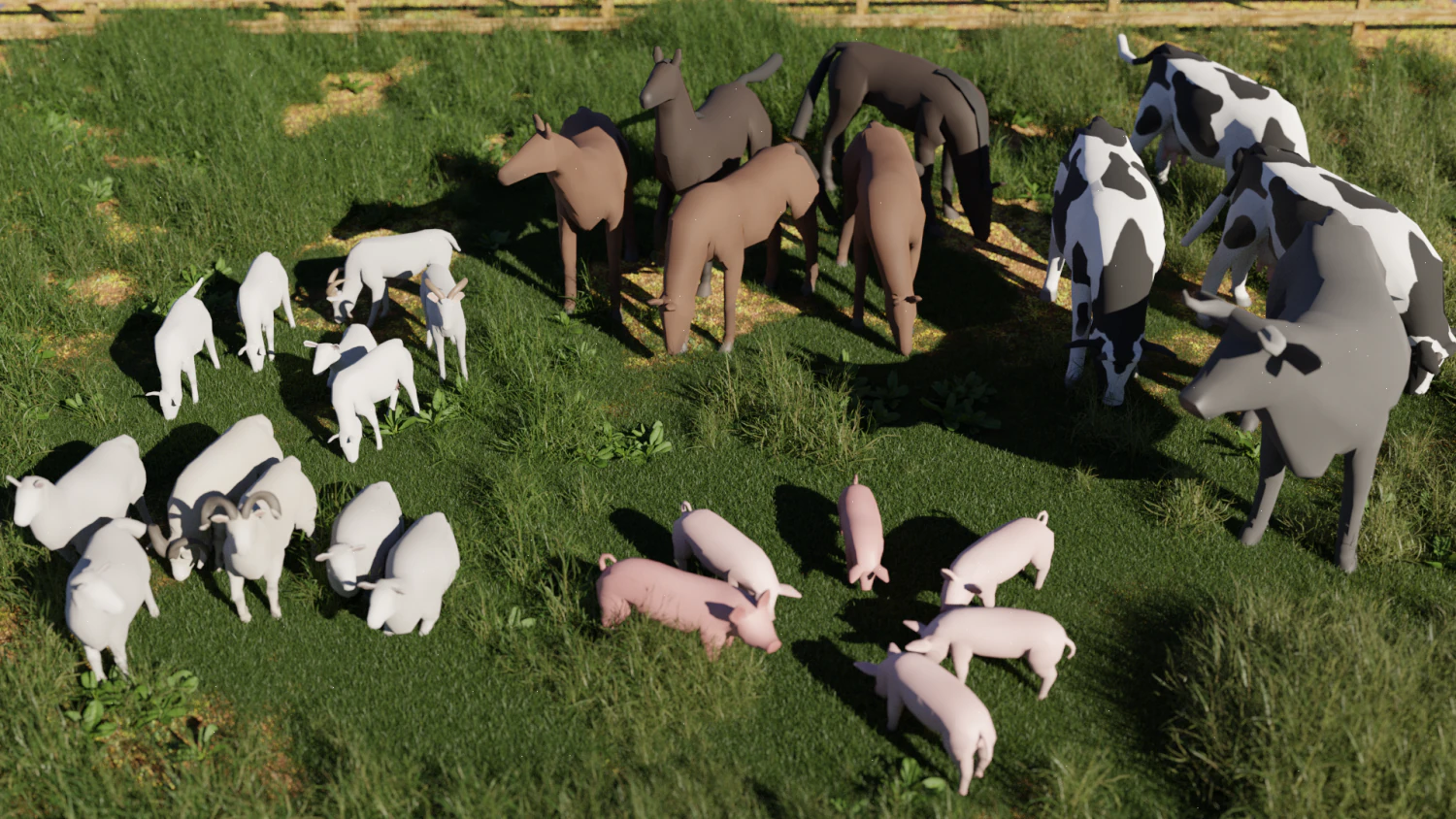 Lowpoly Farm Animals 3D Model .c4d .max .obj .3ds .fbx .stl .blend 