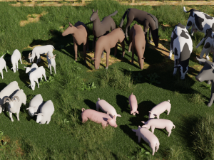 Lowpoly Farm Animals 3D Model