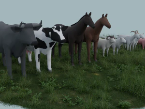 Lowpoly Farm Animals 3D Model