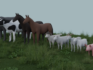 Lowpoly Farm Animals Modèle 3D