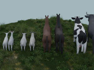 Lowpoly Farm Animals 3D Model