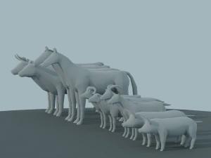 Lowpoly Farm Animals 3D Model
