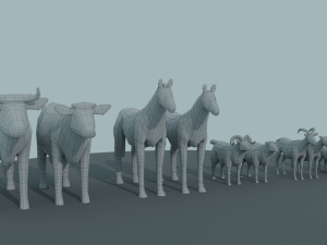 Lowpoly Farm Animals Modèle 3D