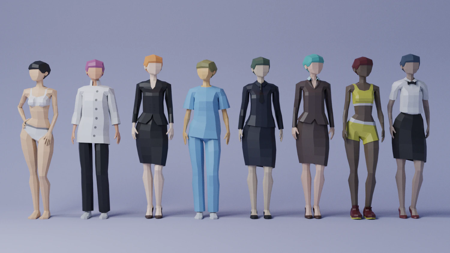 Female Worker 3D Model .c4d .max .obj .3ds .fbx .stl .blend