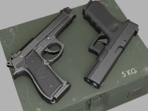 Pistols Beretta Glock Modelo 3D