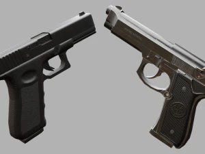 Pistols Beretta Glock 3D Model
