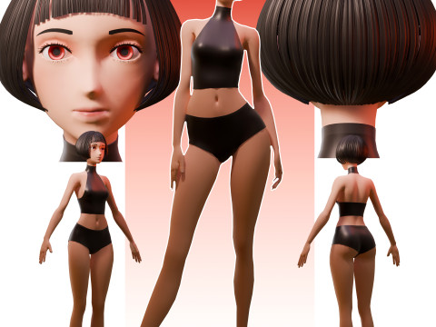 Stylized Girl Basemesh 3D Model