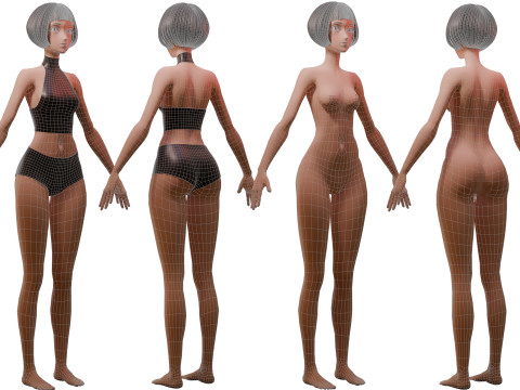 Stylized Girl Basemesh 3D Model