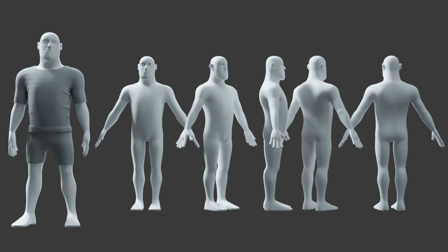 Stylized Man Basemesh 3D Model .c4d .max .obj .3ds .fbx .stl .blend 