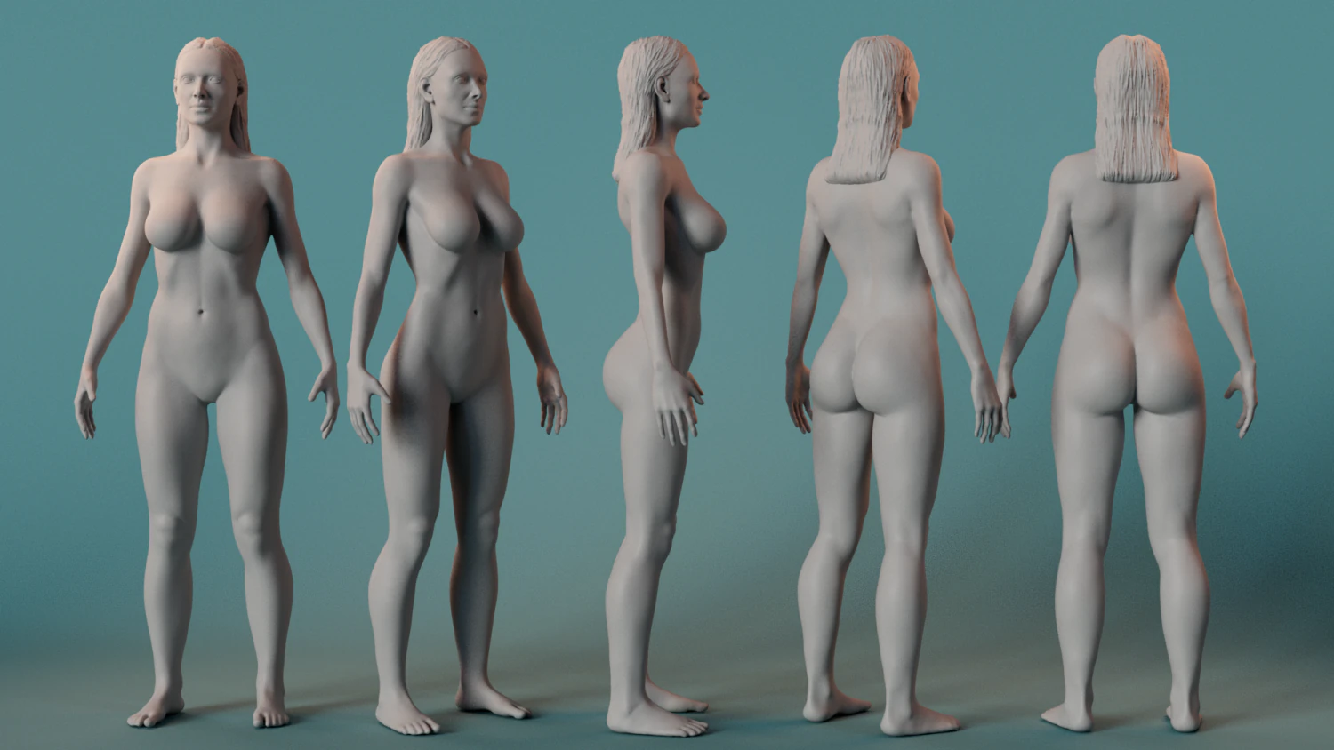 Female Basemesh 3D Model .c4d .max .obj .3ds .fbx .stl .blend 