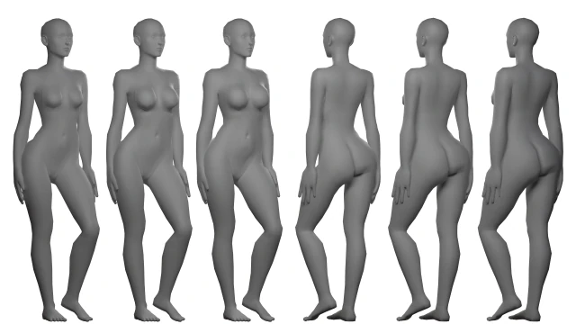 Malla base femenina Lowpoly Modelo 3D .c4d .max .obj .3ds .fbx .stl .blend