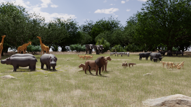 African Animals 3D 모델 .c4d .max .obj .3ds .fbx .stl .blend
