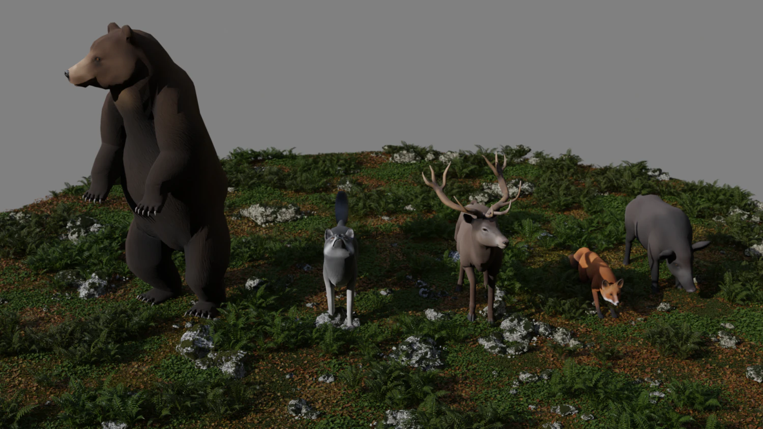 Forest Animals 3D Model .c4d .max .obj .3ds .fbx .stl .blend 