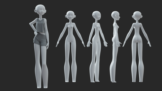 Stylized Girl 2 3D Модель .c4d .max .obj .3ds .fbx .stl .blend 