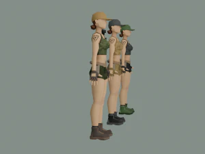 Army Girl 3D Model