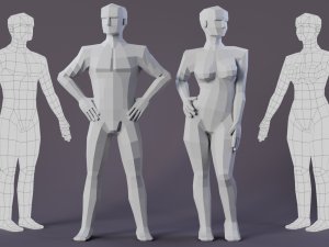 Lowpoly Male Female Basemesh 3D Модель