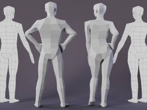 Lowpoly Male Female Basemesh Model 3D