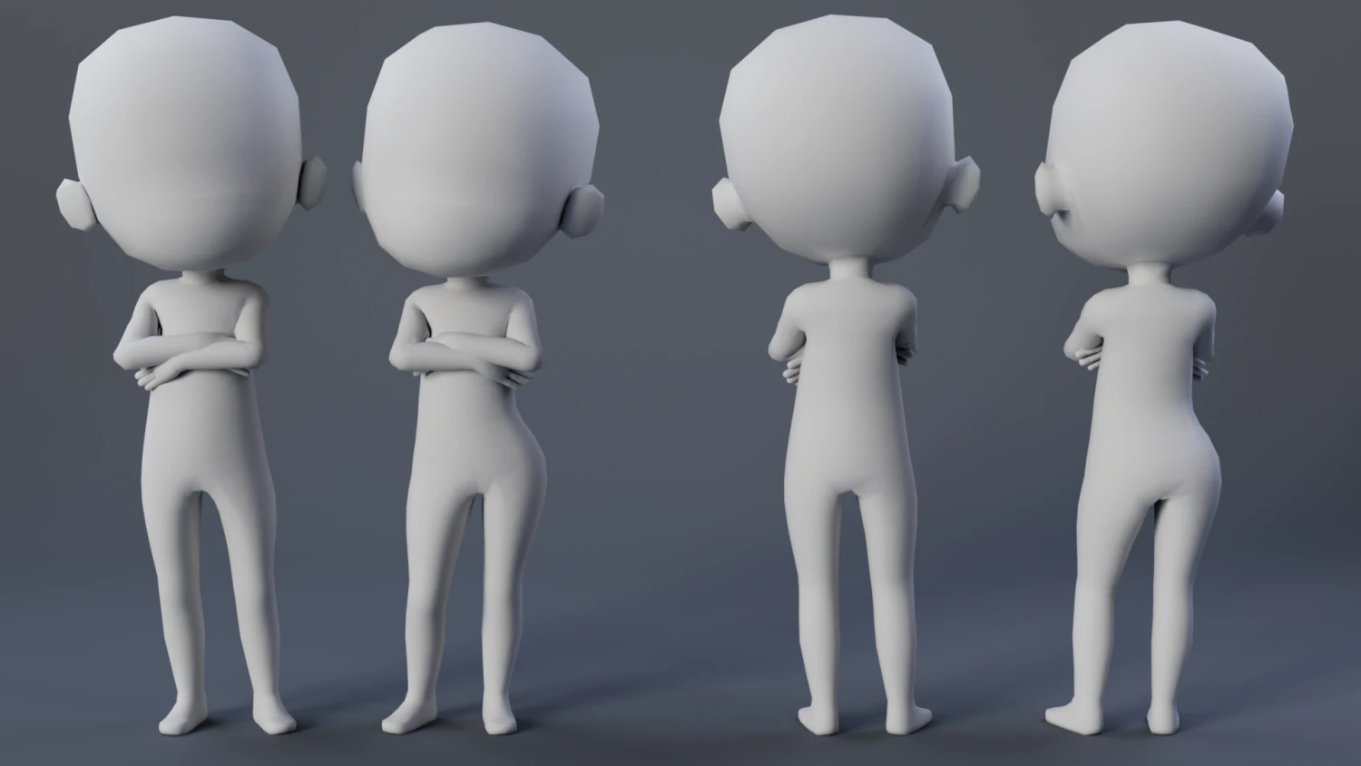 Chibi Basemesh 3D Model .c4d .max .obj .3ds .fbx .stl .blend 