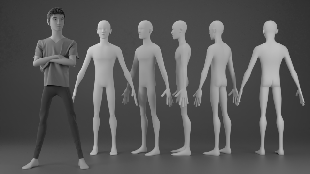 Stylized Man 3 Model 3D .c4d .max .obj .3ds .fbx .stl .blend