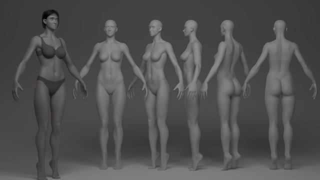 Stylized Girl Basemesh Model 3D .c4d .max .obj .3ds .fbx .stl .blend 