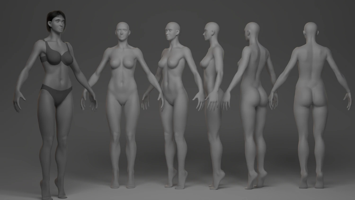 Stylized Girl Basemesh 3D Model .c4d .max .obj .3ds .fbx .stl .blend