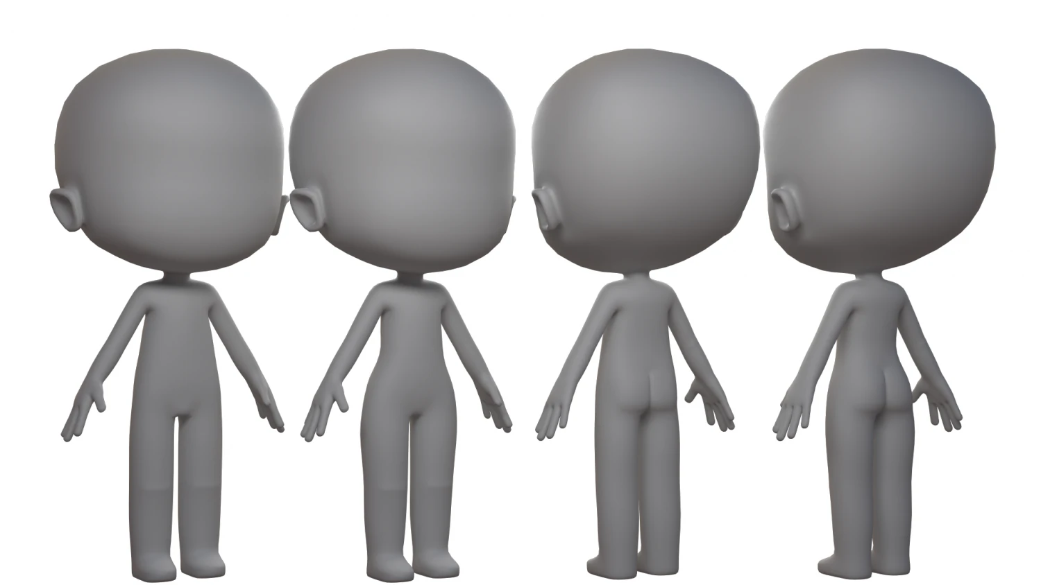 Chibi Boy Girl 3D Model .c4d .max .obj .3ds .fbx .stl .blend